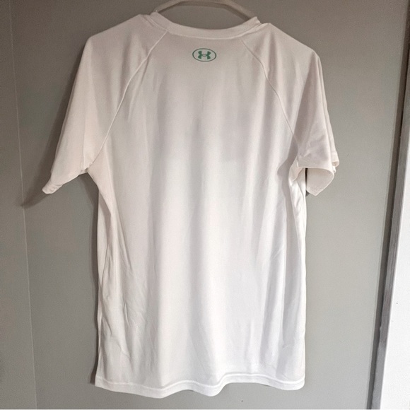 Under Armour Boys XL Tech Hybrid Dri-Fit Loose Cool White Green Black TShirt NWT - Picture 7 of 15